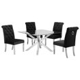 thumbnail image 1 of 47" x 47" Clear Glass 5pc Dining Set with Silver Stainless Steel, 1 of 4