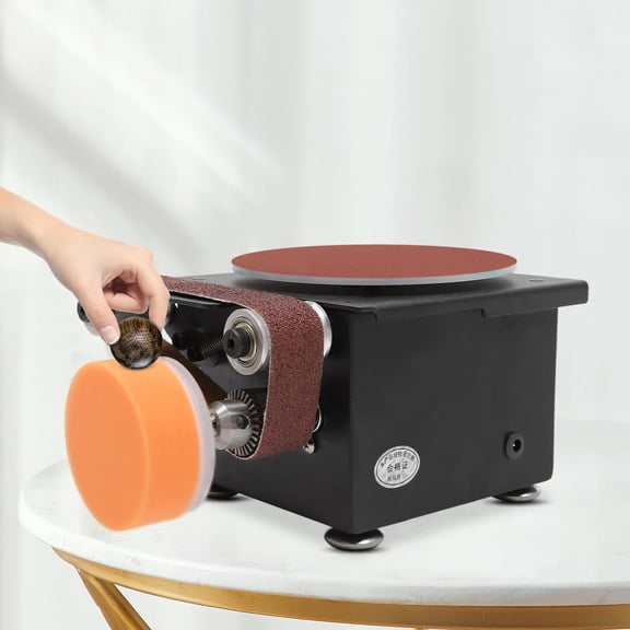 3-in-1 7 Speed 1.2x15in Mini Belt Sander Belt Disc Combo Sander Polisher Grinder Black for Restaurants