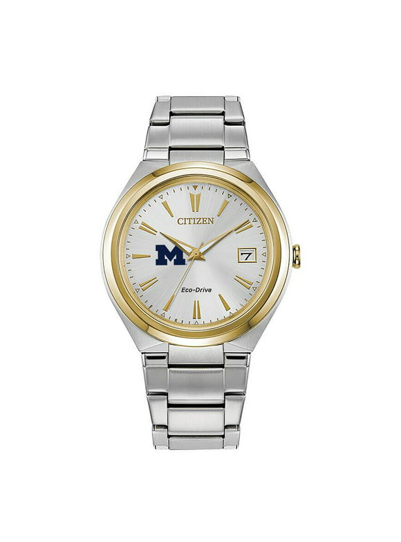 Women's  Silver/Gold Michigan Wolverines Citizen Eco-Drive Two-Tone Watch