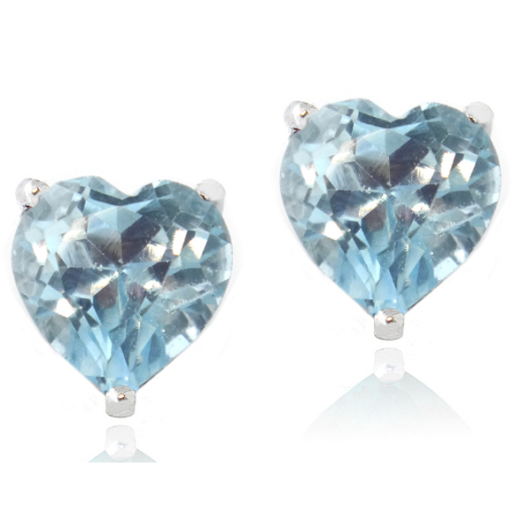 Sterling Silver Topaz Heart Earrings