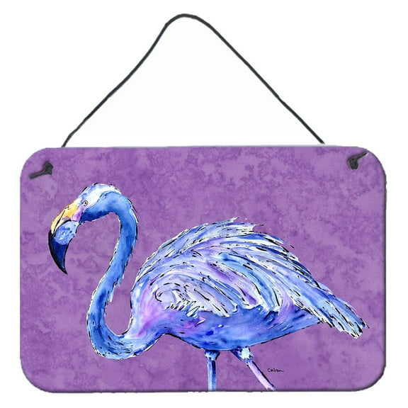Carolines Treasures 8874DS812 Flamingo on Purple Wall or Door Hanging Prints 8x12 multicolor