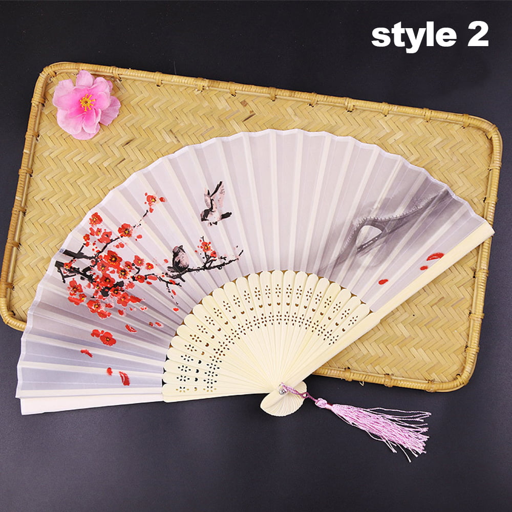 Chinese Hand Paper Fans Pocket Folding Bamboo Fan Wedding Party Favor UF 