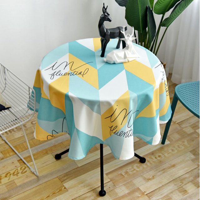 Nordic Style Round Long Tablecloth Simple Waterproof Restaurant Hotel Household Round Dining Table Tablecloth Printing