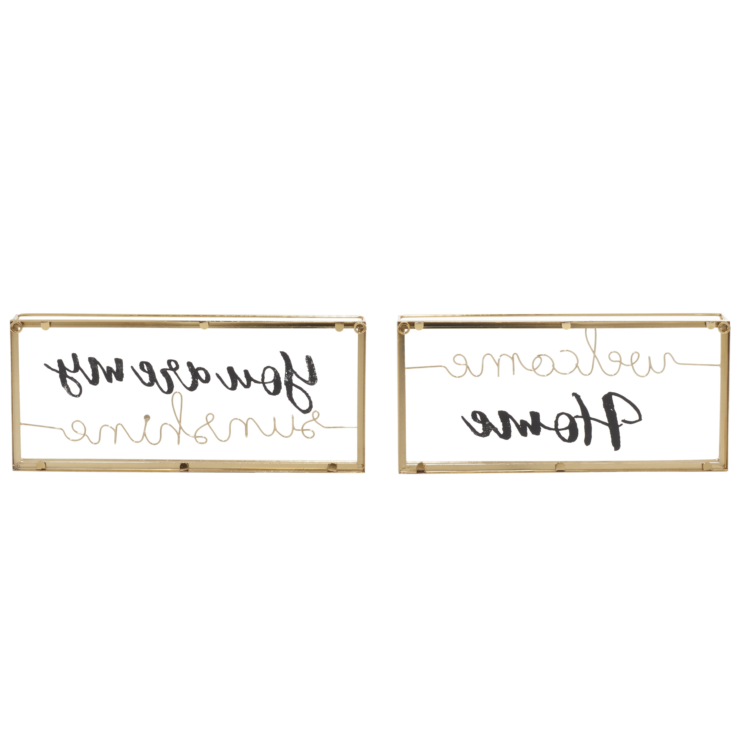 DecMode Sunshine, Home Glass Decorative Sign, 2-Pieces