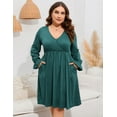 thumbnail image 2 of Yesfashion Women's Plus Size V-Neck Long Sleeve Dress with Pockets – Casual Flowy Maxi Dress for Everyday Wear, 2 of 9