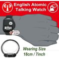 thumbnail image 3 of Atomic Top Button English Talking watch for Seniors Blind Men Women - Talking Loud Sound Talking Clock Gift for Visually Impaired - for UK and USA User only - Model 1095 - Black - Metal Elastic Band, 3 of 7