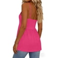 thumbnail image 5 of Camisole Tops For Women Casual Pink V Neck Solid Color Tank Sleeveless Tank Summer Tops For Women, 5 of 6