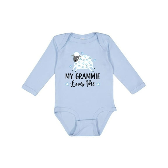 Inktastic Grammie Loves Me Grandson Boy Lamb Boys or Girls Long Sleeve Baby Bodysuit