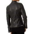 thumbnail image 2 of Celebrity Women's Black Lambskin Leather Jacket Motorcycle Slim Fit Biker W568, 2 of 3