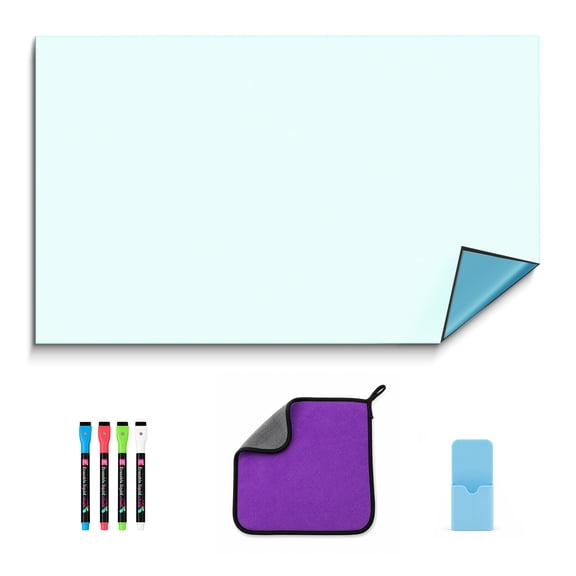 Magnetic Chalkboard Contact Paper,24"x48" Lightblueboard Wallpaper Peel and Stick,Magnetic blue Board Wall Decal for Home Playroom Classroom