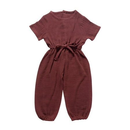 

Ochine Baby Girl Boy Suspender Overalls Pant Solid Jumpsuit Pants One-Piece Spring Fall Clothes Cotton 6M-3T