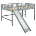 thumbnail image 4 of Bellemave Full Size Low Loft Bed with Slide and Ladder Space-Saving Full Wooden Loft Bed for Kids, Boys, Girls Juniors Loft Bed Frame with Guardrail Fences and Wooden Slats, Gray, 4 of 11