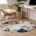 thumbnail image 4 of Round Rugs 3.3Ft, Vintage Blue Floral Round Area Rug Washable Indoor Throw Carpet, Butterflies Watercolor Flower Tan Soft Non Slip Circle Rug for Laundry Room Patio Home Decor Aesthetic, 4 of 8