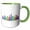 Green/White, variant on 3drose, Chicago City Skyline - Multicolor Line Art, 11oz Two-tone Green Mug