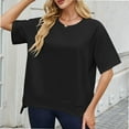 thumbnail image 5 of Womens Tops Summer Short Sleeve T Shirt Casual Crew Neck Trendy Fitted Tshirt Trendy Clothes, 5 of 6