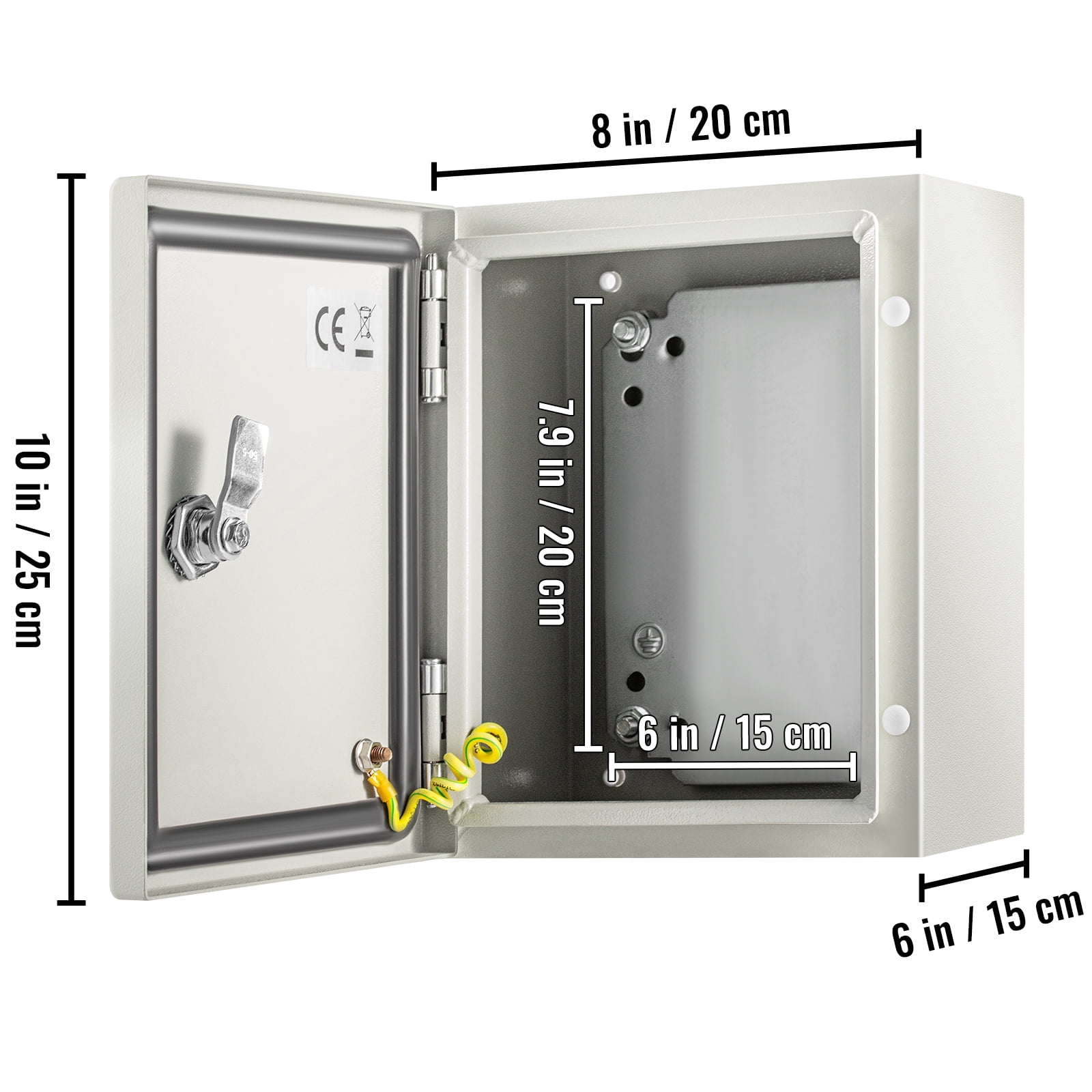 VEVOR NEMA Metal Case, 10 x 8 x 6'' NEMA 4X Metal Electric Enclosure, IP66 Water & Dust Resistant, Suitable for Both Outdoor & Indoor Use, Includes Mounting Plate