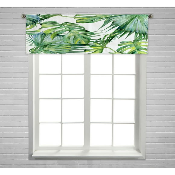 HATIART Feuilles Tropicales Dense Jungle Peint à la Main Bannière Fenêtre Rideau de Cantonnière Tige Pocke 54x18 Pouces