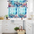 thumbnail image 3 of Ocean Turtle Kitchen Curtains Valances and Tiers Set of 3 Nautical Watercolor Blue Sea Coral Starfish Bubble Tier Curtains and Valance with Rod Pocket for Small Windows, 27.5"x36", 3 of 9