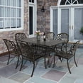 thumbnail image 4 of VIVIJASON 7-Piece Patio Furniture Dining Set, All-Weather Cast Aluminum Outdoor Conversation Set, Include 6 Chairs and a Rectangle Table with Umbrella Hole for Balcony Lawn Garden Backyard, 4 of 7