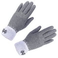 thumbnail image 3 of 1 Pair Touch Screen Winter screen gloves Gloves Women Girls Outdoor Riding Hand Warmer Flower Fuzzy Ball Mittens, 3 of 6
