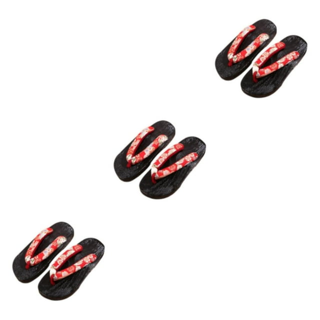ZheElen Sabots Japonais Pantoufles Geta Sandales Sandales de Plage pour Hommes Femmes 36 Rouge Rond Taille 37 3Ensemble