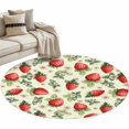 thumbnail image 6 of Red Strawberry Round Rug 3.3ft Washable Circle Entryway Rugs Non Slip Summer Fruits Farmhouse Leaves Flower Pastoral Area Rug Indoor Floor Carpet for Bedroom Kitchen Home Office Dining Room, 6 of 8