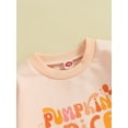 thumbnail image 5 of Wassery Baby Girls Sweatshirt Romper Halloween Clothes Infant Girls Fall Outfits Long Sleeve Round Neck Pumpkin/Floral Letter Print Bodysuit, 5 of 8