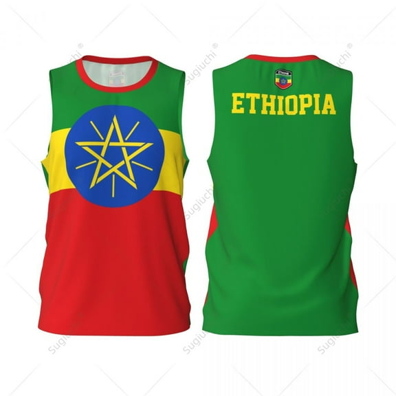 Ethiopia Flag Men Basketball Sports Jersey Running Fitness Multifunction Sleeveless tshirt Exclusive Custom Name Nunber