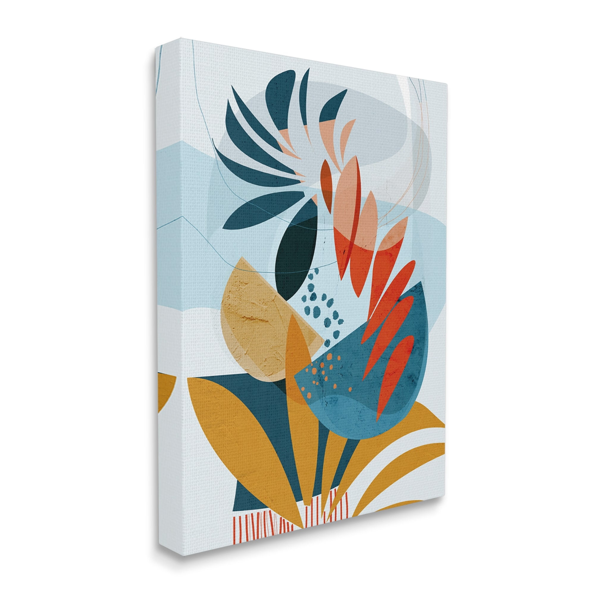 Stupell Contemporary Tropical Botanical Shapes Abstract Painting Gallery Wrapped Canvas Print Wall Art