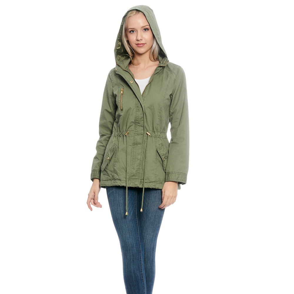 Glamsia - Women's Lightweight Cotton Jacket with Waist Drawstring and ...