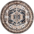 thumbnail image 1 of Unique Loom Tapis de Bordure Oxford 5' x 5' Rond Ivoire/bleu, 1 of 2