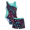 thumbnail image 6 of CHICTRY Kids Girls 2Pcs Gym Sports Yoga Suit Colorful Prints Sleeveless Leotard with Shorts Dance Outfit Starry Black 8, 6 of 7