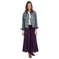 thumbnail image 3 of Women's Floral Embroidered Maxi Skirt - Over-Dyed Long Peasant Skirt, Ankle Length - Eggplant - Large, 3 of 8