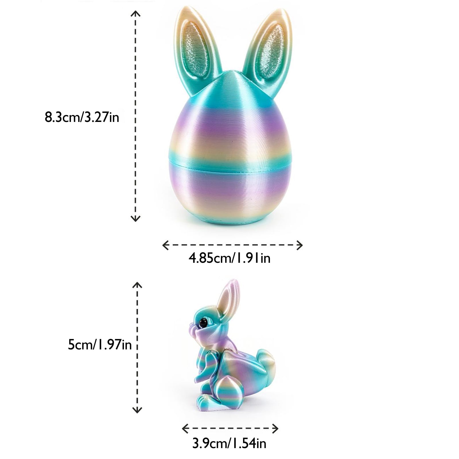 Easter 3D Printed Surprise Eggs with Rabbits Inside, 6-Pack Colorful Bunny Eggs for Easter Egg Hunts, Spring Decor, Kids Party Favors, Classroom Activities