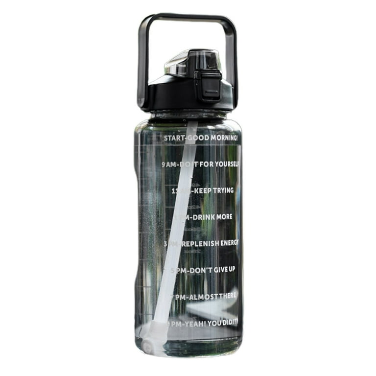 2l Straw Sports Water Bottle Men Ladies Fitness Water Bottle Outdoor Cold Water  Bottle With Time Marker