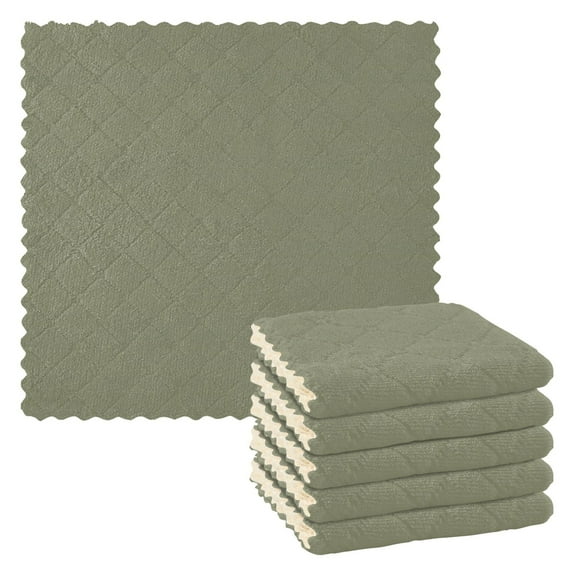 Ryvnso Olive Green Kitchen Towels Dish Clothes for Drying Dishes Cleaning Absorbent Set of 6