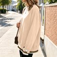 thumbnail image 4 of Women Crewneck Sweatshirts Long Sleeve Loose Fit Fall Pullover Tops Side Slits Layered Drop Shoulder Chic Clothes Warm Soft Cozy Tunic Shirt, 4 of 6