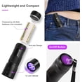 thumbnail image 5 of ESCO LITE 2 Packs Black Light Flashlight, 12LED 395nm UV Handheld Black Light Mini Flashlight, Dogs Urine Detector for Dry Urine Stains, Bed Bugs, Scorpions, 5 of 7