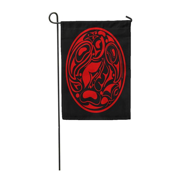 SIDONKU Red Canada Abstract Indigenous Inuit Northwest Pacific Aboriginal Ancient Garden Flag Decorative Flag House Banner 12x18 inch
