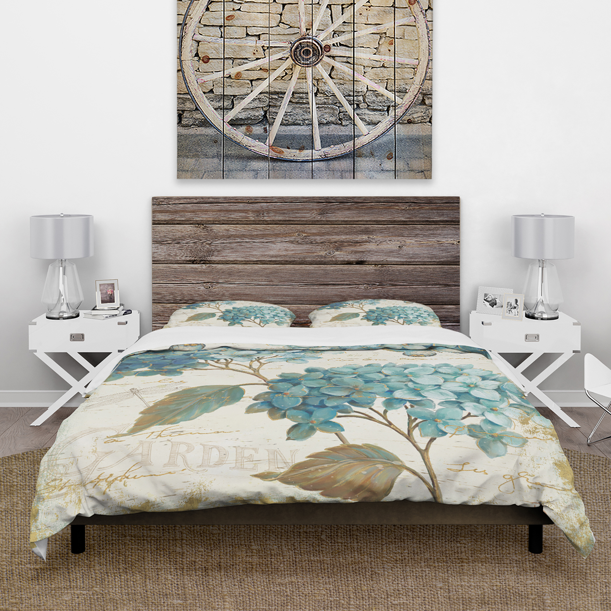 Designart 'butterfly Blue Garden I' Cottage Duvet Cover Set