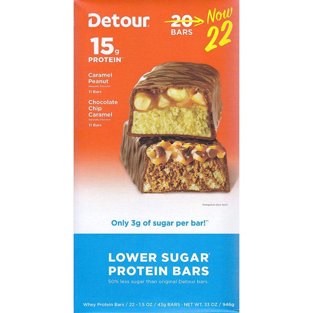 Detour Lower Sugar Protein Bar Variety Pack (22 Count, 1.5 Ounce