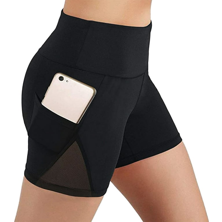 Yoga Pants Women High Waist Yoga Shorts With Side Pockets Workout Running  Compression Biker Shorts Black Dresses For Women 