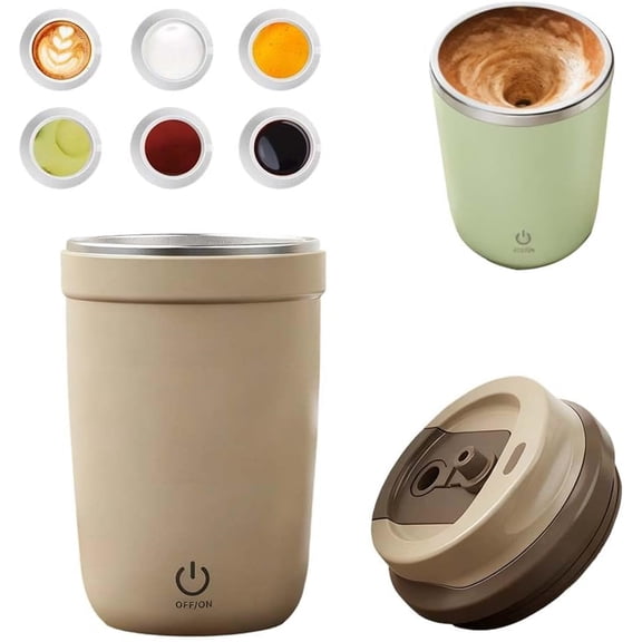 Automatic Magnetic Stirring Coffee Mug, 2026 New Rechargeable Stainless Steel Mug for Home, Portable Coffee Mug for Office, Automatic stirring Mug for Travel (Brown),Brown