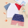 thumbnail image 4 of Okbabeha Toddler Boy 4th of July Outfit Letter Embroidery Short Sleeve Tops with StarStripe Shorts Fourth of July Clothes, 4 of 8