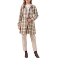 thumbnail image 2 of INSPIRE CHIC Single Breasted Pea Coat for Women's Plaid Winter Trench Outerwear XL Khaki, 2 of 5