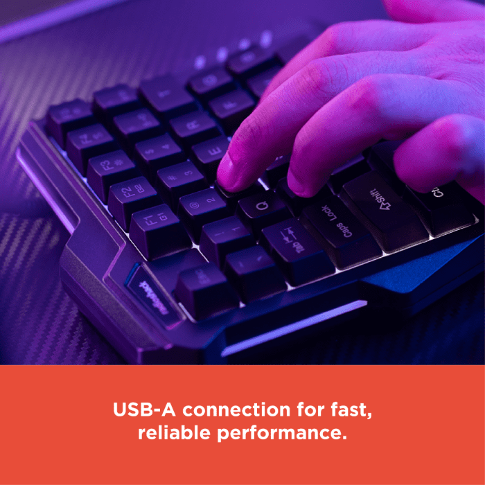 RadioShack One-Hand Gaming Keyboard, 35 Keys, RGB Backlit with 8 Colors, Macro Recording, Anti-Ghosting, USB-A Interface, 10 Million Key Lifespan, 1.6m Cable