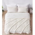 thumbnail image 6 of Chezmoi Collection Zane 3-Piece Sherpa Comforter Set, Triangle Quilting Reversible Washed Microfiber Bedding, King, White, 6 of 9
