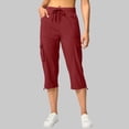 thumbnail image 2 of BRGZLK Women's Cargo Capris Solid Color Cropped Pants Lightweight Quick Dry Hiking Summer Casual Travel Pants with Pockets, 2 of 7