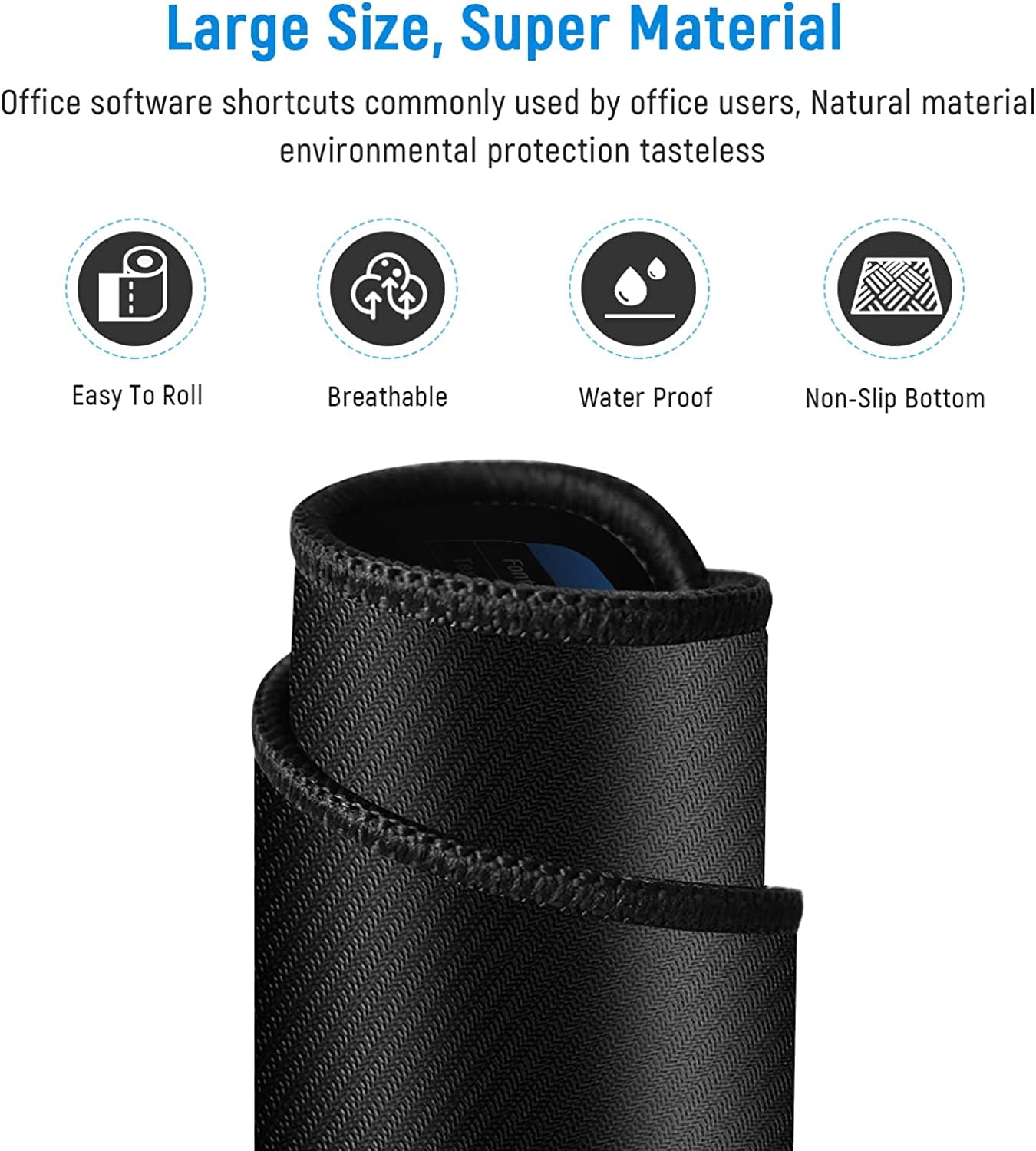 Extended Mouse Pad Desk Mat Office Software Shortcuts Mousepad with Personalized Design Large Size 35.4 X 15.7X 0.12 inches by Office Users