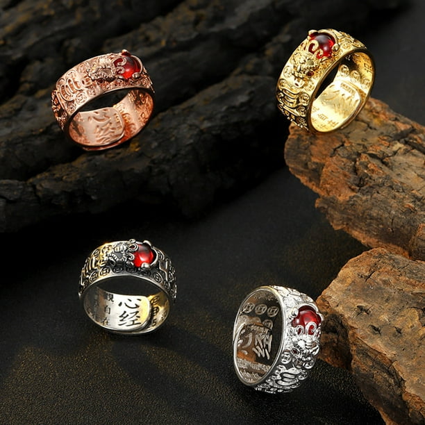 YUEHAO accessories Rings Women Men Vintage Sculpture Stretch Rings Open Adjustable Band Gemstone Ring For Accessories D